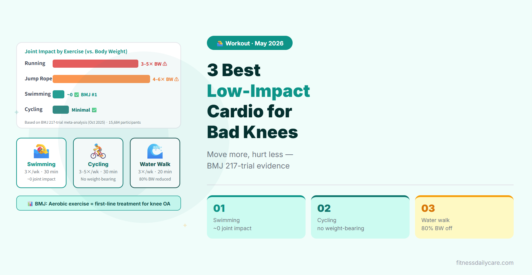 3 Best Low-Impact Cardio Exercises for Bad Knees - Fitness Daily Care