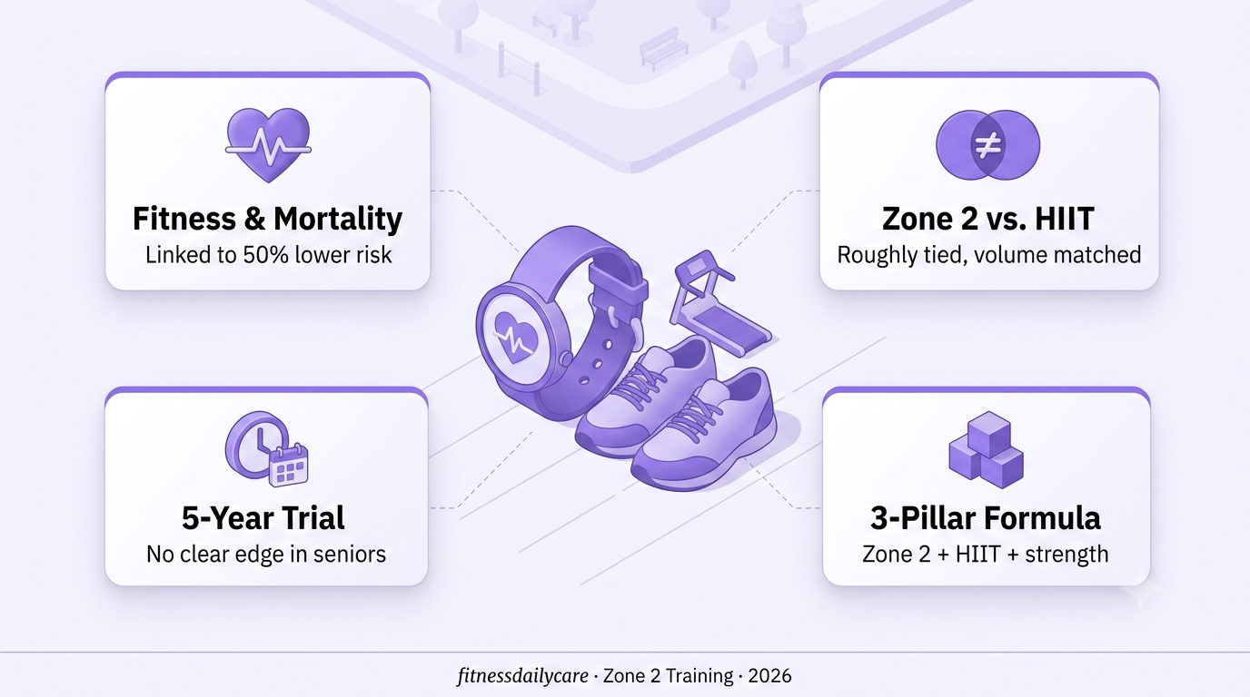 3D isometric illustration for zone 2 training, a heart rate monitor and running shoes beside a treadmill icon